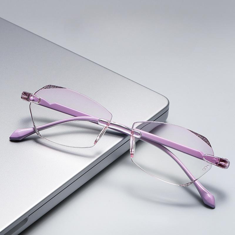 Fashion Ultra Light Women Diamond High Definition Anti Blue Light Reading Glasses Integration Design Presbyopia Eyeglasses