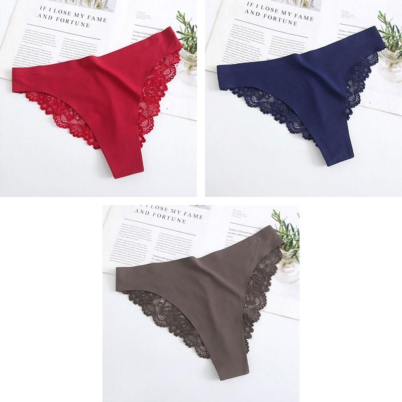 3 Stück Damen Sexy Dessous Slips Spitze Übergröße Slips Niedrige Taille Unterhosen Intimbekleidung Nahtlose Slips Seidenhöschen Damen Tangas