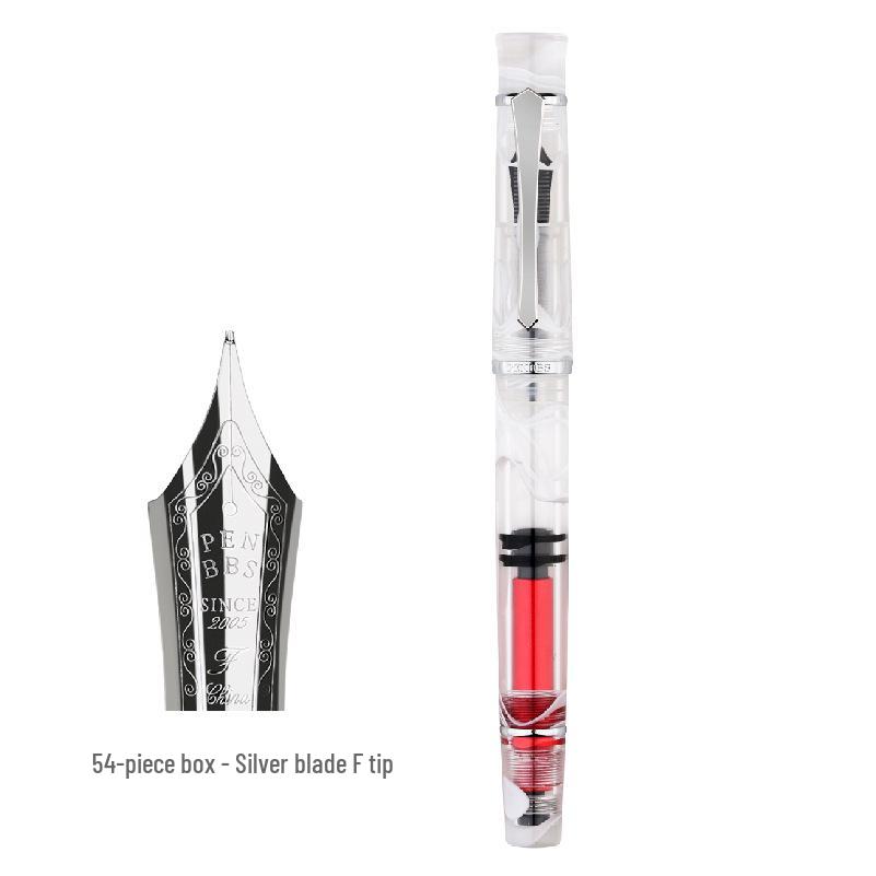 PENBBS 495 Piston Fountain Pen - Large Capacity Transparent Acrylic Unisex Writing Pen
