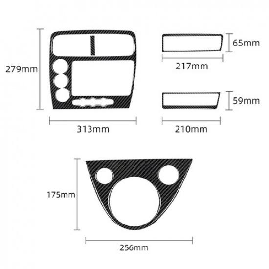 5Pcs Carbon Fiber Interior Central Console Cover Trim For Honda Civic Si 2002-05