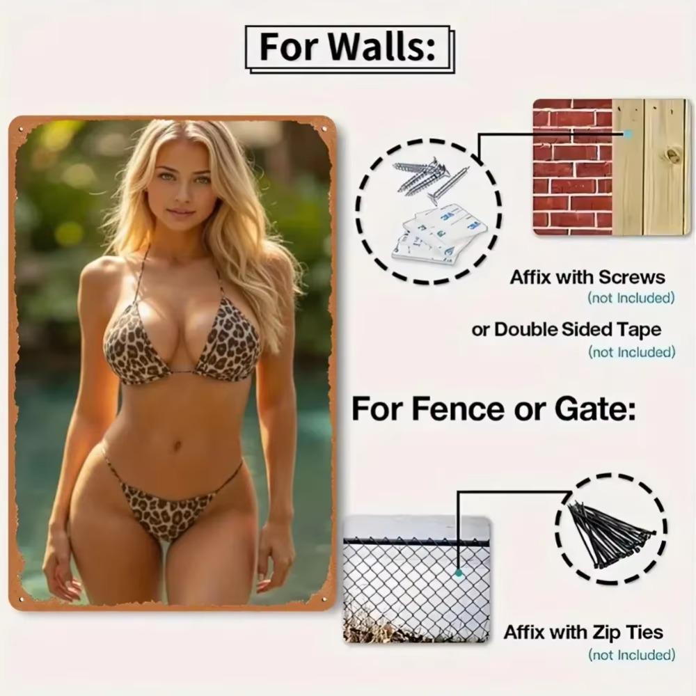 Flat Aluminum Bikini Art 8x12 Inch Waterproof Heat Resistant Wall Decor for Home Bar Garden Cafe