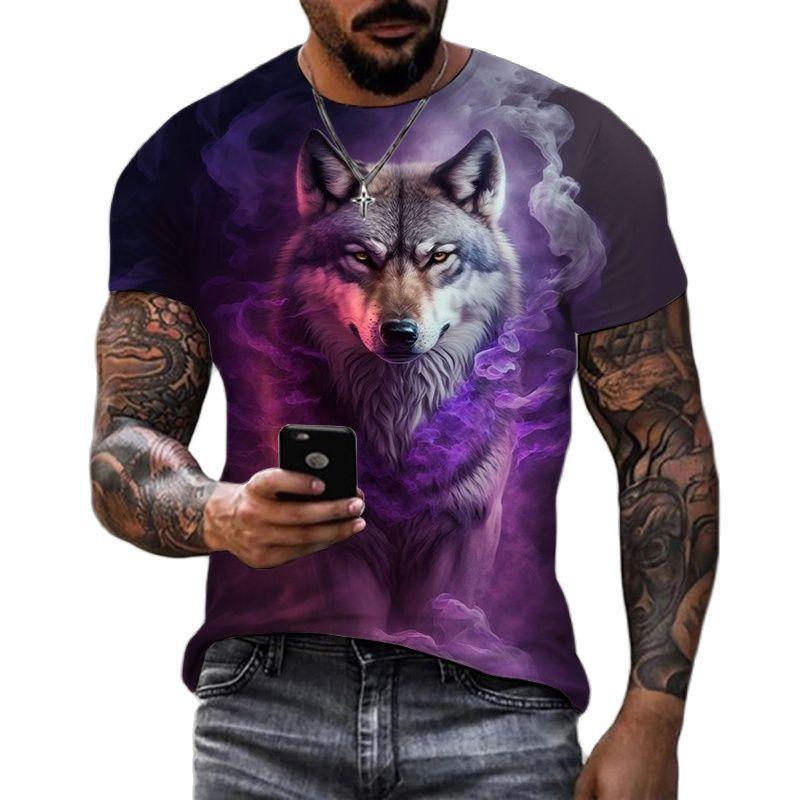Ferocious Wolf Pattern Oversized T-Shirts Summer Trend Animal Harajuku 3D Print T Shirt For Men Fashion O-neck Short Sleeve Tops