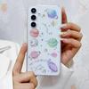 Compatible for Samsung Galaxy A15 4G / 5G Case, Cute Clear Cases with Design Stars and Moon Bling Glitter Planet Aesthetic Silicone Shockproof Cover