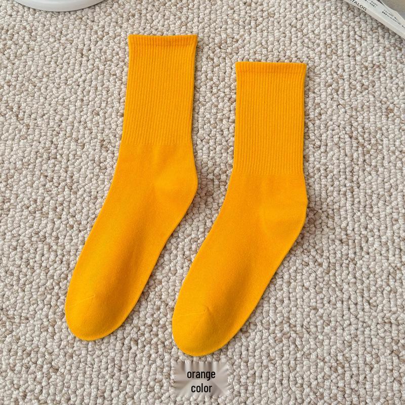 Bunte Damen Kniehohe Candy Color Scrunch Socken - Trendy, Ganzjährig, Mittelhoher Schaft, Einfache Tanz Baumwollsocken