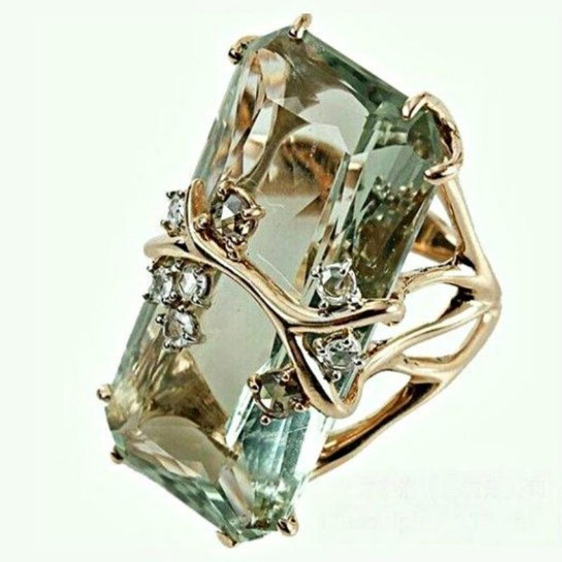 Square Zircon Cocktail Ring, Versatile For Daily Parties, Shining Personalized Women'S Jewelry Ring