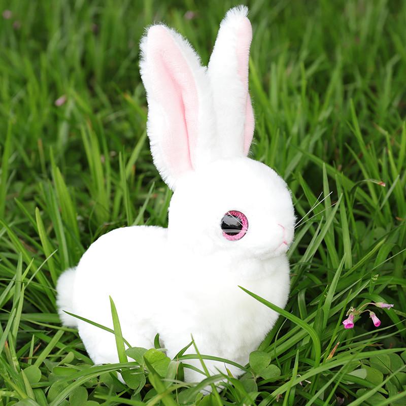 25/40CM Simulation Cute White Gray Khaki Plush Rabbit Fur Realistic Animal Easter Bunny Simulation Rabbit Toy Model Gift