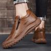 Fashion Men's Casual Shoes Outdoor Lightweight Man Ankle Boots Breathable Leather Walking Sneakers Anti Slip Leisure Short Boots