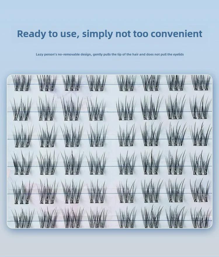 Effortless Self-Adhesive French Fluffy False Eyelashes: Single Cluster, Natural & Dense for Novices