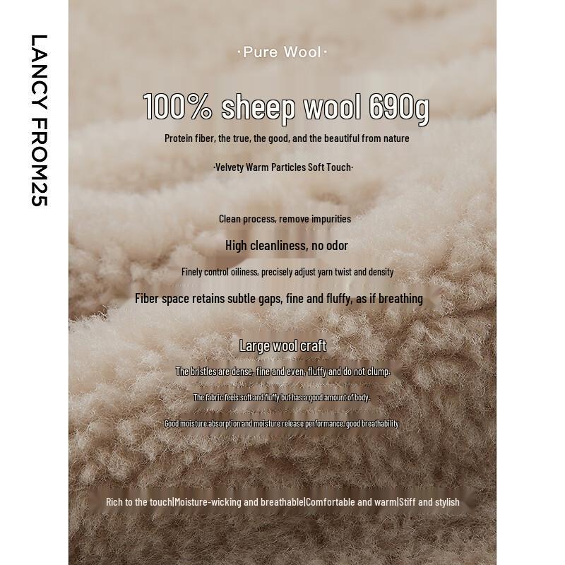 Langzi French Design Wool Hooded Overcoat