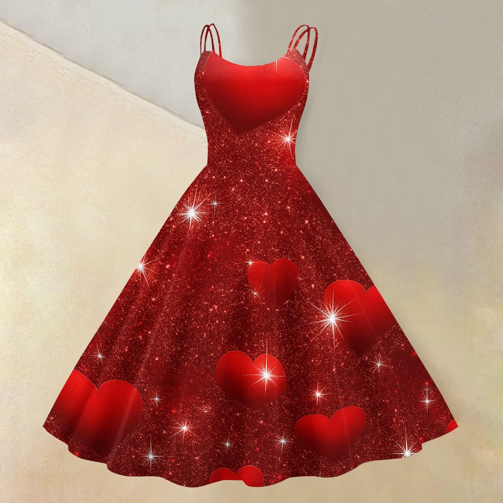 Women s Valentine s Day Floral Print Sexy Off-Shoulder Punk Retro Dress XL