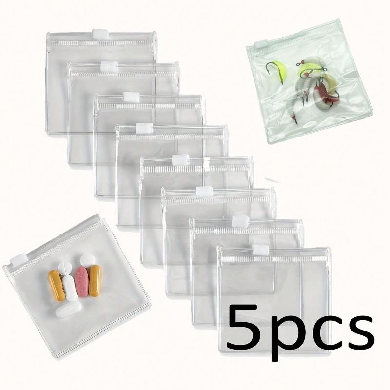 

Многоразовая сумка для хранения лекарств, набор сумок на молнии для лекарств, сумка для приманок, сумка для хранения ювелирных изделий, самозапечатывающееся устройство для хранения лекарств и дорожные аксессуары Transparent 5pc
