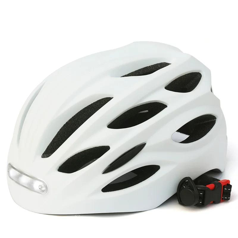 Bicycle Helmet with Light Integrated Mountain Highway Bicycle Cycling Helmet Men and Women Ultra Light Luminous Headlight and Rear Light
