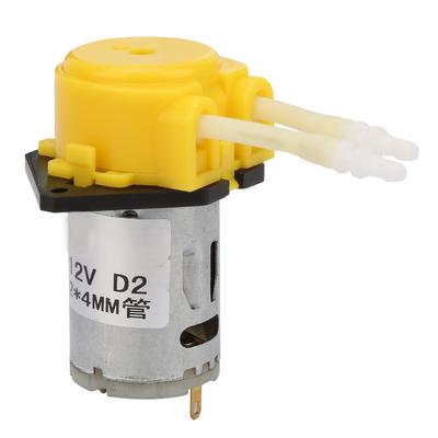 DC12V Gelbe Mikrowasser-Flüssigkeits-Schlauchpumpe für Aquarium Labor Analyse 2*4mm