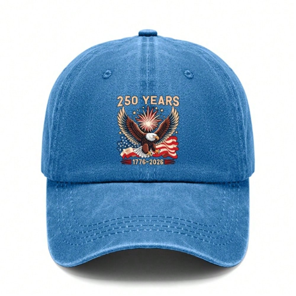 Patriotic Baseball Cap 2026 Unisex "250 YEARS" Eagle Flag Print Polyester Adjustable Sun Hat Breathable Lightweight Casual Outdoor Sports Patriotic