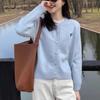 Autumn and Winter Solid Color Embroidered Front Shoulder Long-sleeved Knitted Cardigan Women's Loose Short Outer Sweater Jacket