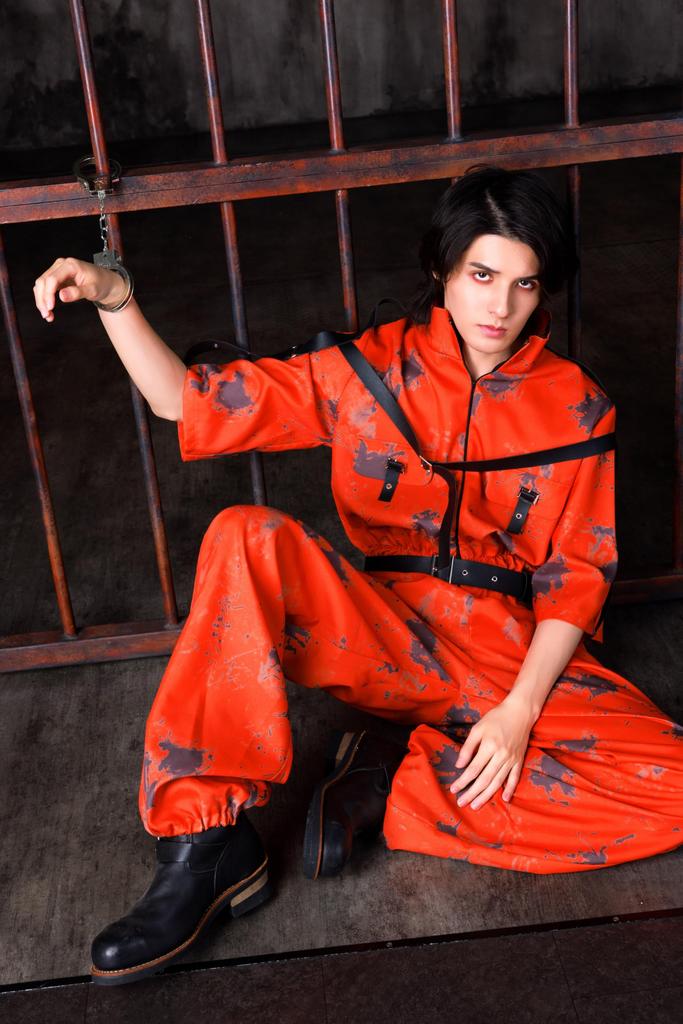 Neo Zombie Cosplay Halloween Mad Prisoner Orange [Clear Stone] Men's