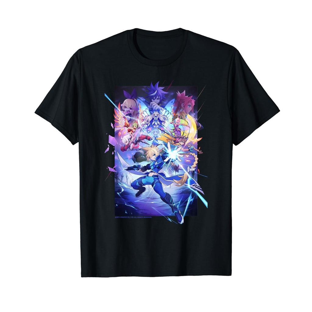 Inti Creates Azure Striker Gunvolt Triangle Edition Package Art T-Shirt, Anime Graphic Short Sleeve Tee, Unisex Casual Game Merchandise