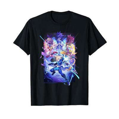 Inti Creates Azure Striker Gunvolt Triangle Edition Package Art T-Shirt, Anime Graphic Short Sleeve Tee, Unisex Casual Game Merchandise