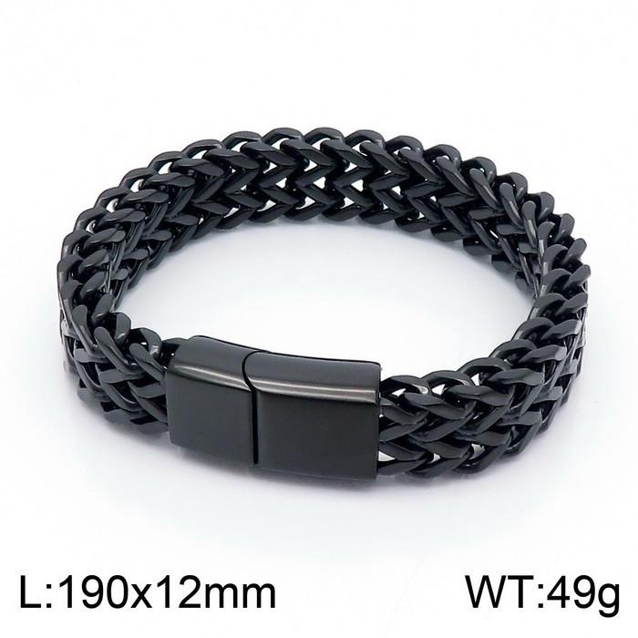 Hand Jewelry, Simple Personalized Woven Double-Row Front And Back Keel Flat Buckle Titanium Steel Men'S Bracelet