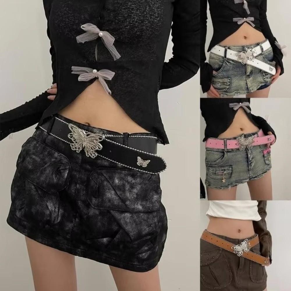 Butterfly Buckle Women's Belt PU Waistwear New Decorative Belt Jeans Accessories
