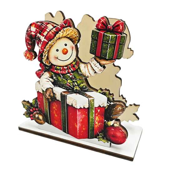 Festive Snowman Paper Napkin Stand Holder for Dining Table, Wood Vertical Wooden Organizer Table Dispenser, Christmas Tissue Storage Holiday