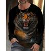2024 New Tiger Print Pullover Autumn Winter Men's Casual Long Sleeve Round Neck Sweatshirt Streetwear Harajuku Men's Wear