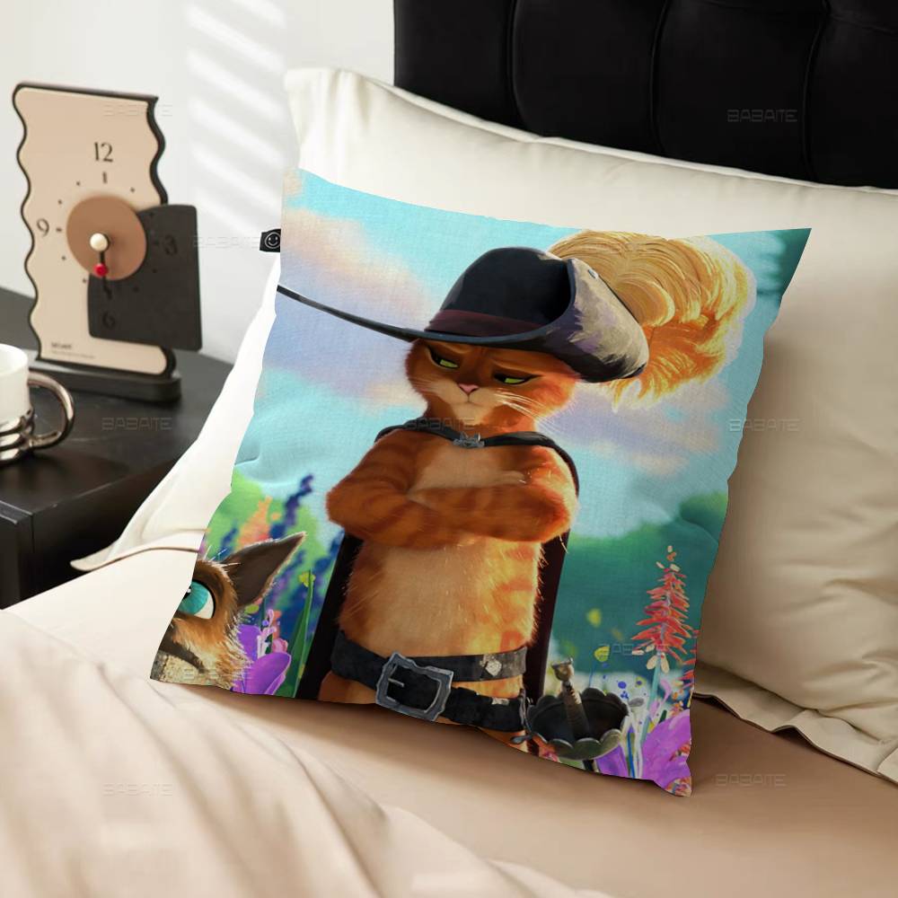 Federa per Cuscino Film Il Gatto con gli Stivali L'Ultimo Desiderio Regalo Cartone Animato Copricuscino Camera da Letto Casa Divano Sedia Seduta Decorazione Federa