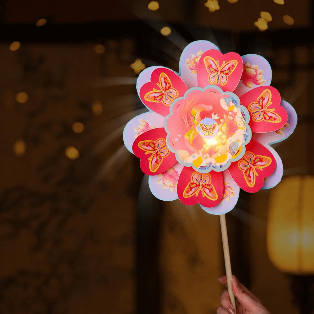 Light Handheld Lantern Handmade DIY Material Package Rabbit Rotating Windmill  Party Style A