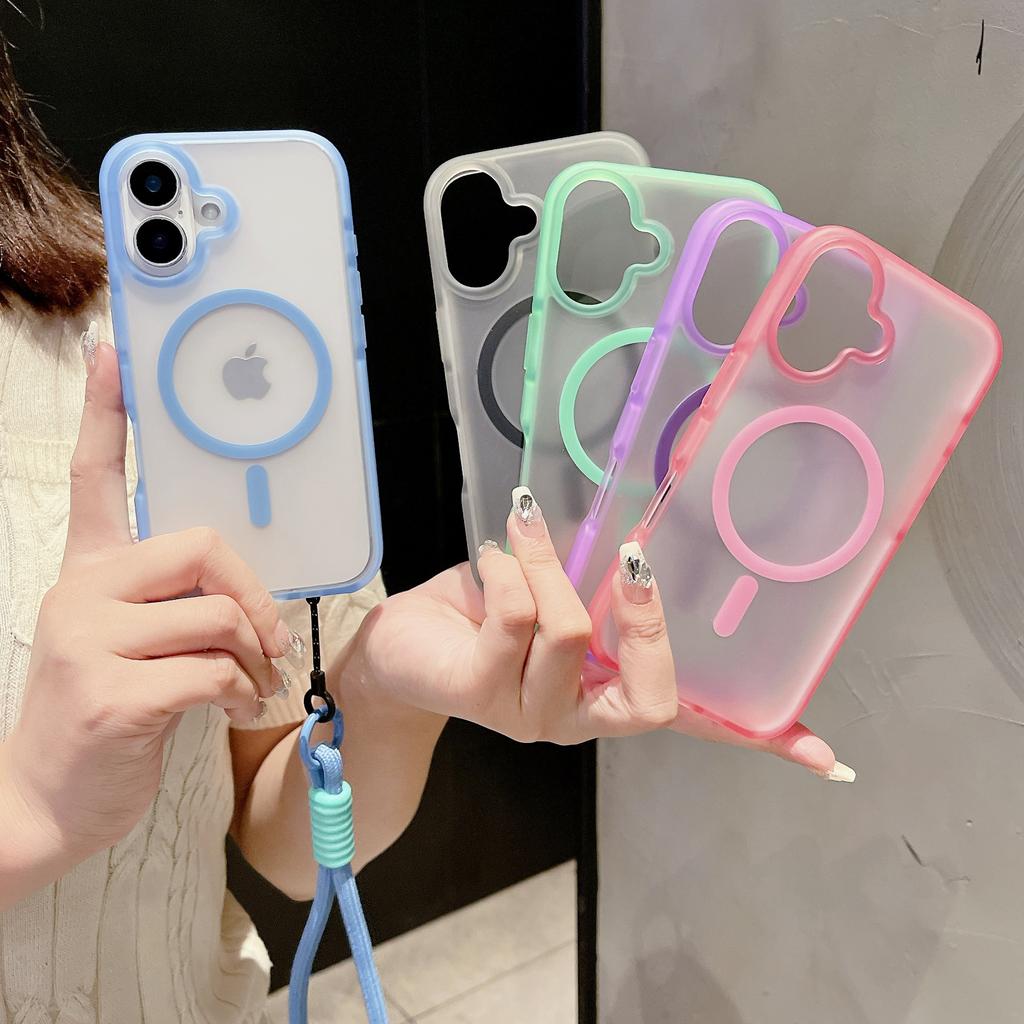 Magnetický protipádový kryt na telefon s airbagem, vhodný pro ochranný kryt IPhone16, pouzdro Apple 15promax a 14 šňůrka