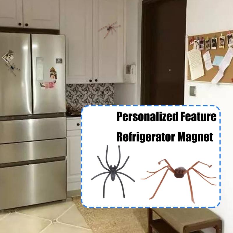 Realistic 3D Spiders Fridge Magnet for Halloween Pranks Strong Magnetic Funny Decoration for Refrigerator Whiteboards