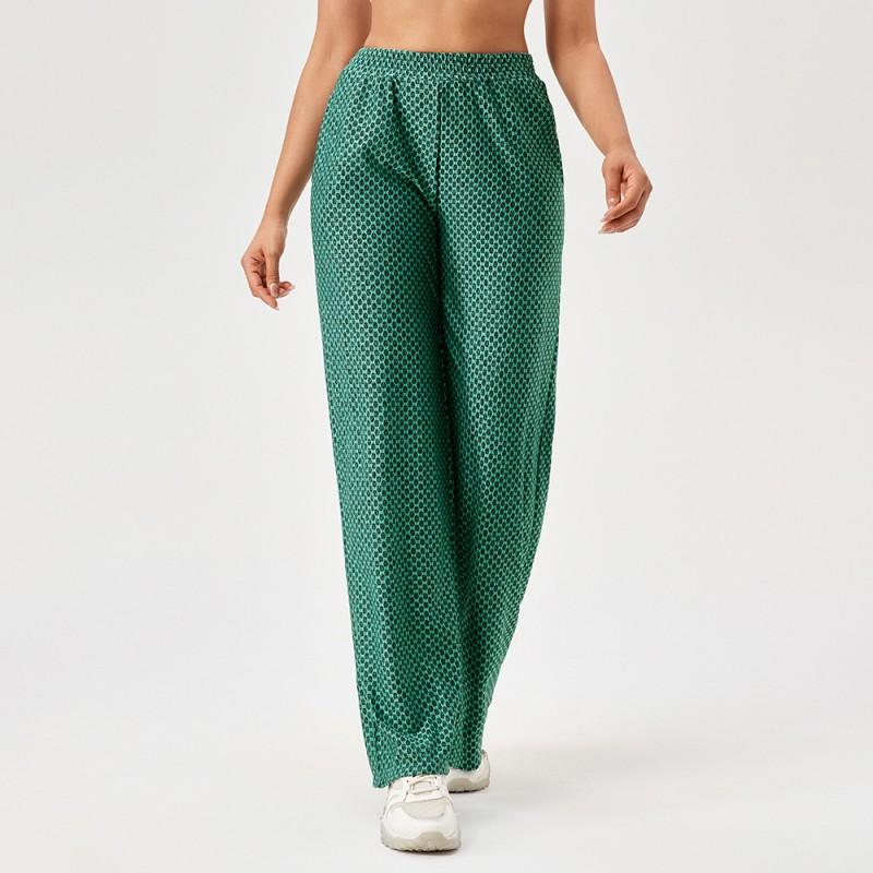 Womens Loose Straight Leg Athletic Pants Printed Stretch Running Fitness Casual