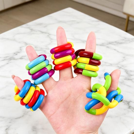 2/4/6Pcs Stress Relief Plastic Twisted Toy Focus Aid Hand Finger Flexibility Training Toy Portable