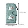 Cute Ghost Pattern Coffee Color Long Zipper Wallet Large Capacity Card Holder Unisex Clutch Bag Fashionable Zipper Coin Purse Perfect for Daily