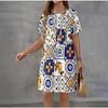 Summer Ladies 3D Printed Short Sleeve Dress Fashion Versatile Trend Breathable Casual