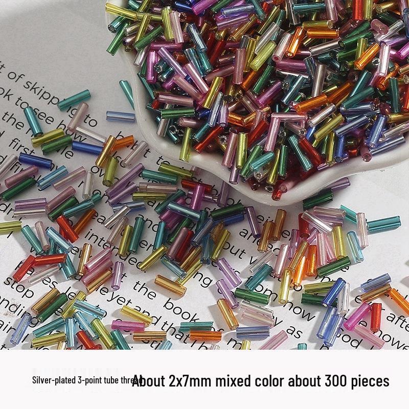 Silver-Lined Glass Rice Beads: 2-4mm Mixed Colors for Handmade Jewelry & DIY Crafts