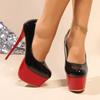 Platform Heels Sexy Pointed Toe Red Sole High Heels Wedding Shoes Naked Banquet Fashion Round Head Shallow Mouth Zapatos Mujer