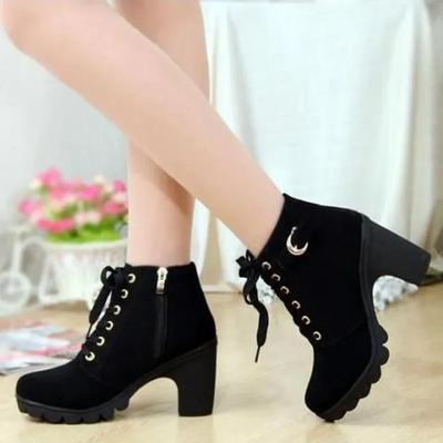 Damen Stiefeletten mit hohem Absatz Damen Herbst Winter Damenschuhe Hohe Absätze 8,5 cm Damenstiefel Botas De Mujer Übergröße