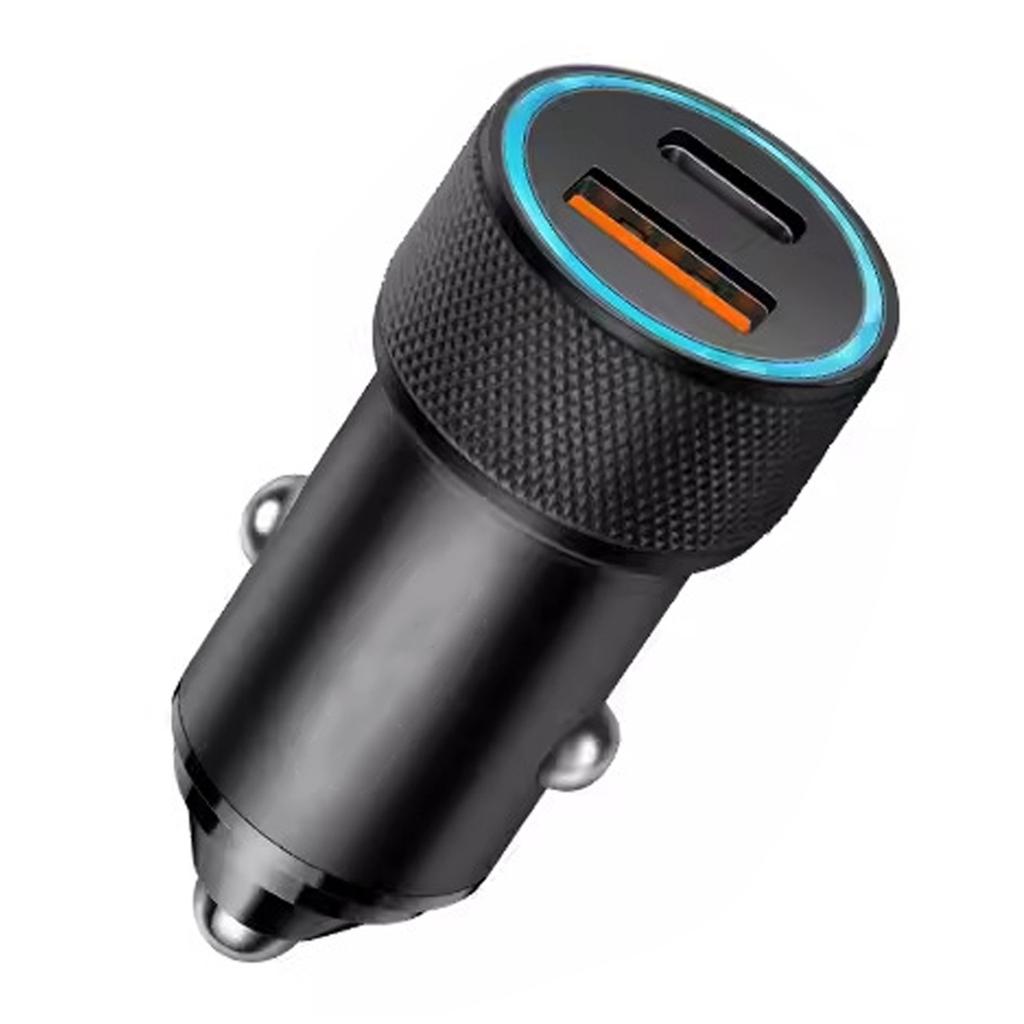 Efficient Car Charging Solution Double Port Car Charger PD20W Type C QC3.0 USB Charging Head for Phones Tablets Laptops