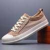 Fashion Men's Mesh Canvas Vulcanized Shoes 2025 Korean Style Lace Up Flat Lazy Breathable Walking Loafer Sneakers Driving Shoes SS25623