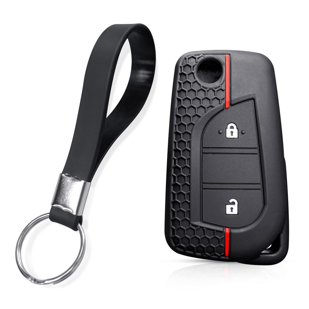 2 knapper Nøkkelkassedeksel for Toyota Yaris Rav 4 2016 2017 2018 Sammenleggbart deksel for PEUGEOT 108 for Citroen C1 2019 Biltilbehør