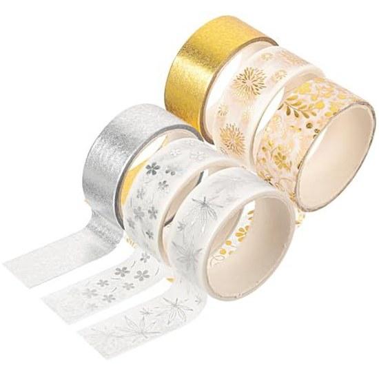 Washi Tape Gold Foil Silver Notes Multipurpose 6 Rolls Included Scrapbooking DIY Crafts Planner Decoration Stationery Gift Wrapping.