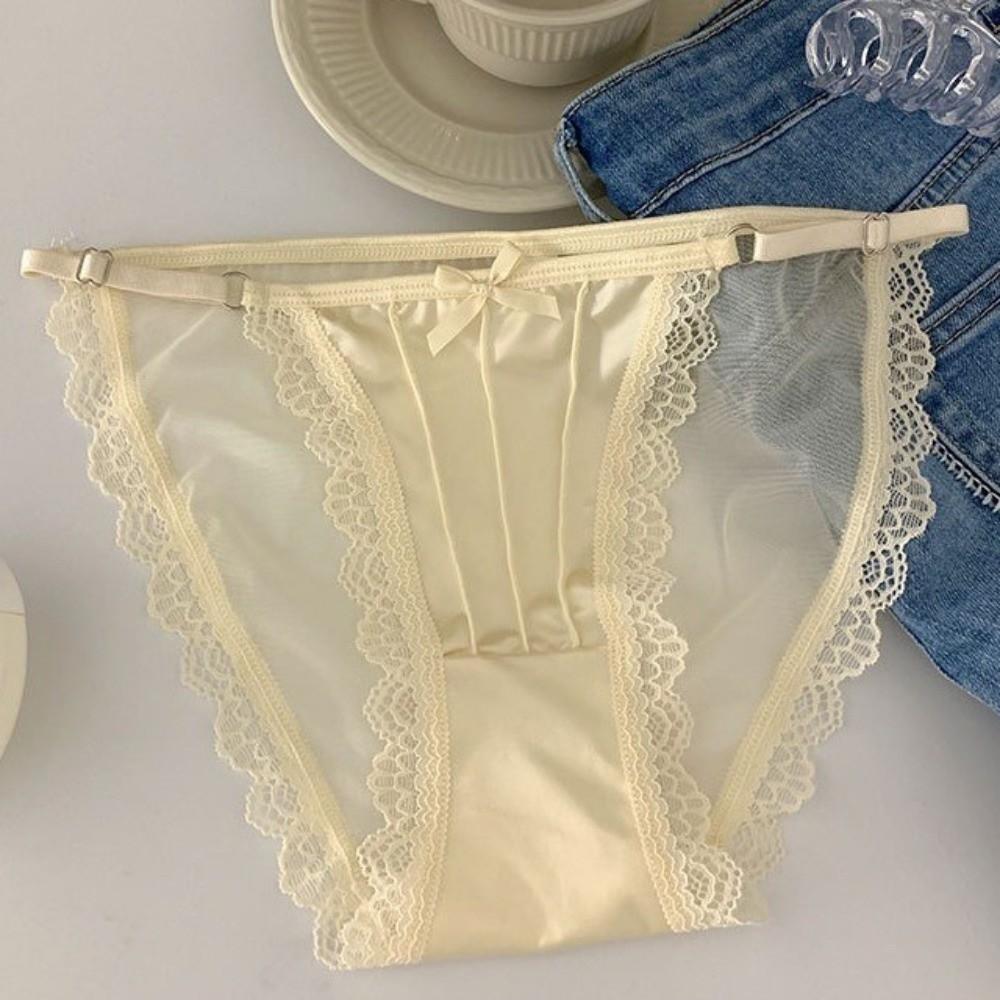 Transparent Lace Panties Low Waist Lace Thin Underwear Breathable Mesh Briefs  Lady