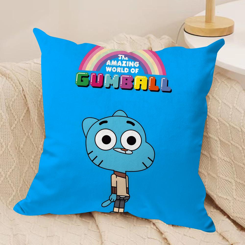 Animation Amazing World Gumball Cushion Cover Soft Plush Fabric DoubleSided Printed Sofa Cushion Cover for All Seasons Decor