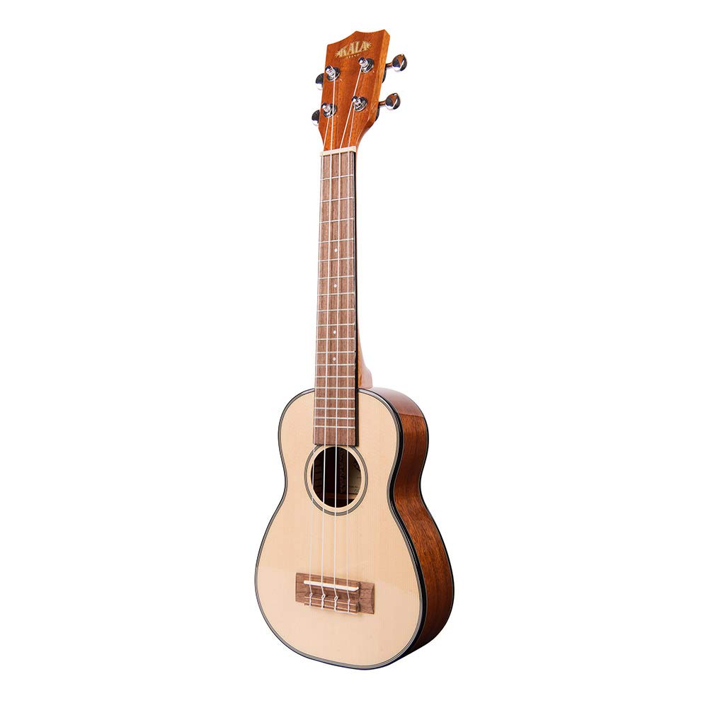 KALA Solid Spruce Top Mahogany Series Ukulele, Soprano, Long Neck, KA-SSLNG (Case Included)