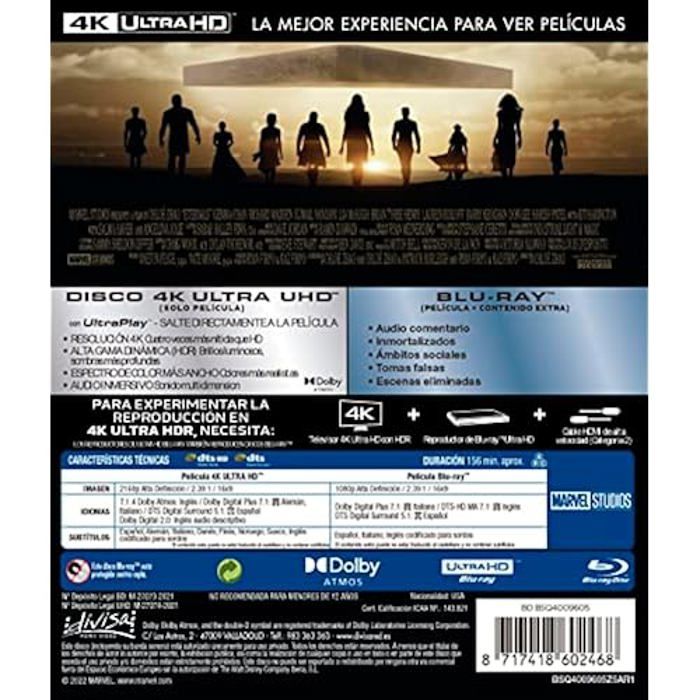 Film Eternals - Marvel - 4K Ultra-HD - Blu-ray - Region Free - Pas de version française