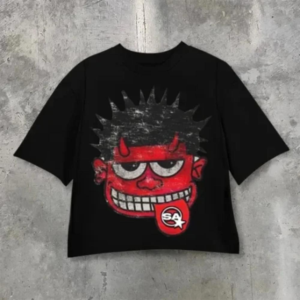 Y2K Vintage Clothing Retro Classic Graphic Printed Loose Short Sleeve Harajuku Gothic Casual Oversized Cotton T Shirt Men Women