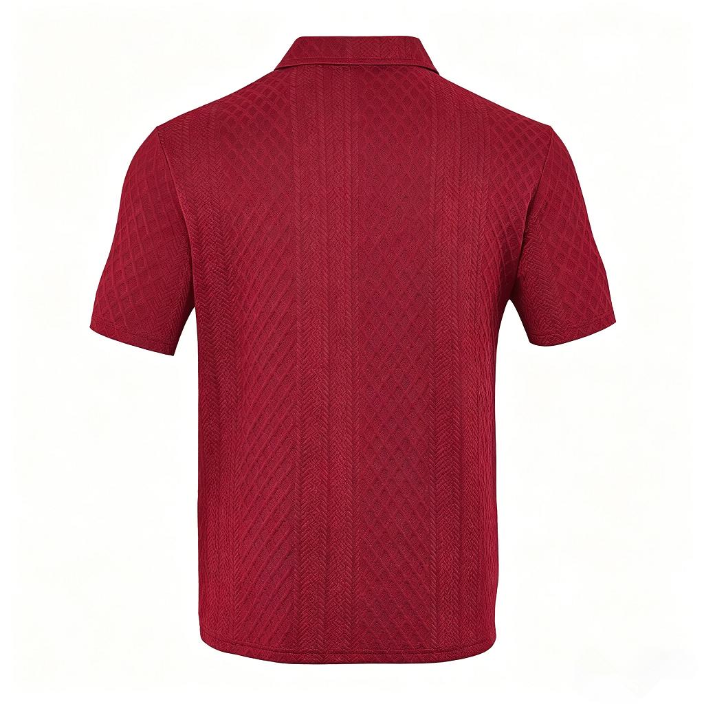 European and American Men's Summer Thin, Loose, Breathable, Casual Solid Color Jacquard Lapel Short Sleeved Polo Shirt for Men