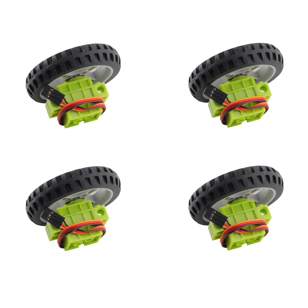 IP65 Korumalı ve Çapraz Eksenli Tekerlekli, LEGO ve Bit ile Uyumlu 4 Yeşil Geekservo Programlanabilir 360° Sürekli Dönüşlü Servo