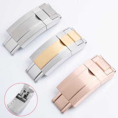 16x9mm 316L Stainless Steel Lock Watchband Deployment Clasp For Rolex Daytona Explore2 GMT Submariner Strap Spring Adjustable