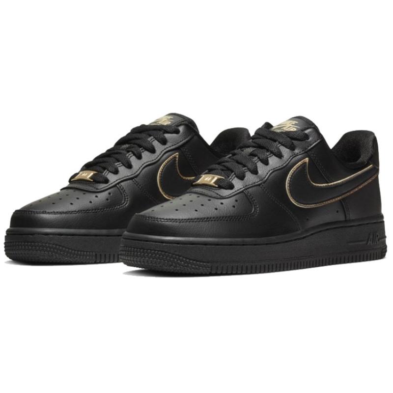Nike Air Force 1 Low Black Gold Swoosh Women's Sneakers AO2132-005
